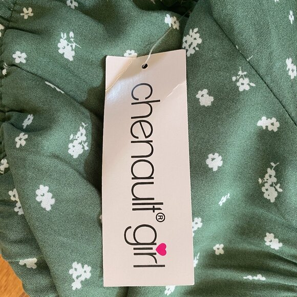 NWT Chenault Smocked Floral Dress Green Puff Sleeve Cottage Prairie Peasant-16 - Picture 13 of 16